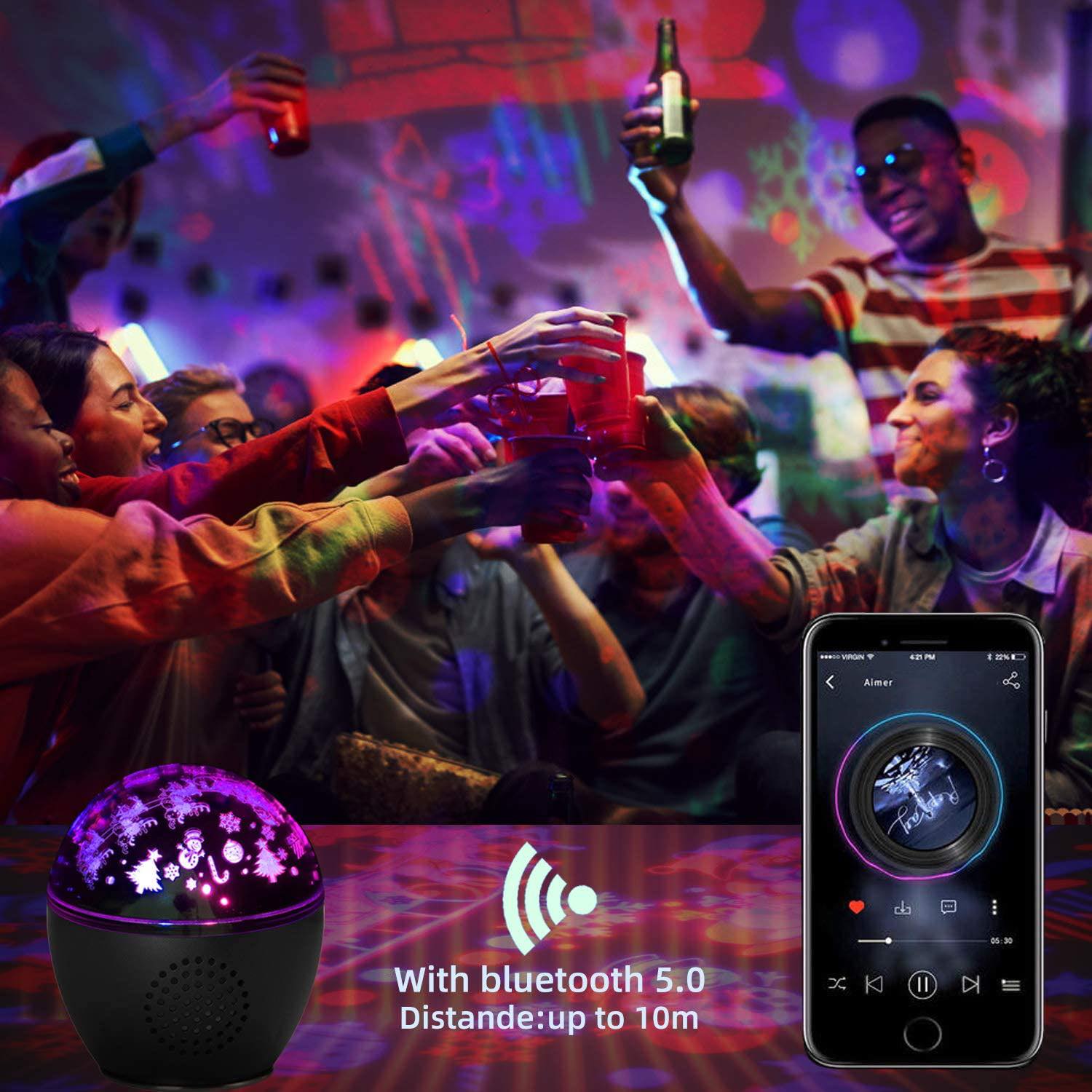 Novogodišnja LED Mini Bluetooth Muzička Kugla - Slika 3