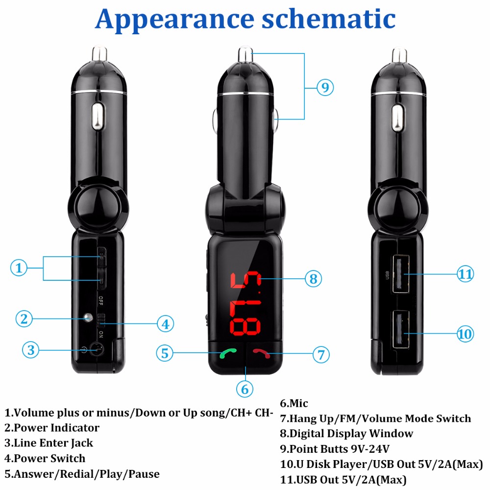 Bluetooth FM Transmiter/MP3 plejer/punjač za telefon - Slika 10
